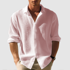 Chemise homme manches longues, coupe ajustée, sept coloris, rose