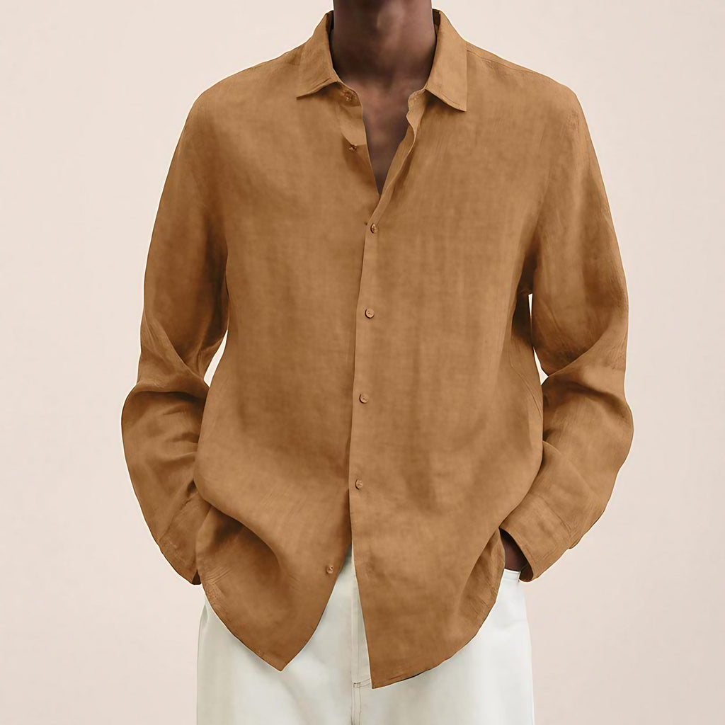 Chemise homme manches longues coupe classique, douze coloris, gingembre
