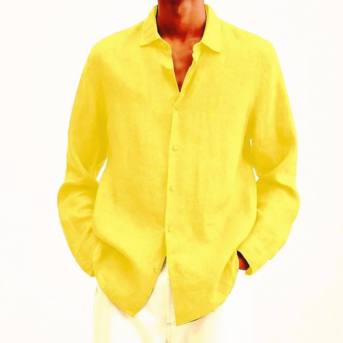 Chemise homme manches longues coupe classique, douze coloris, jaune
