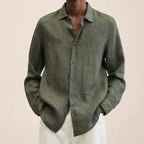 Chemise homme manches longues coupe classique, douze coloris, vert armée