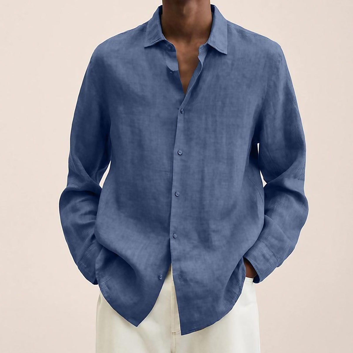 Chemise homme manches longues coupe classique, douze coloris, bleu