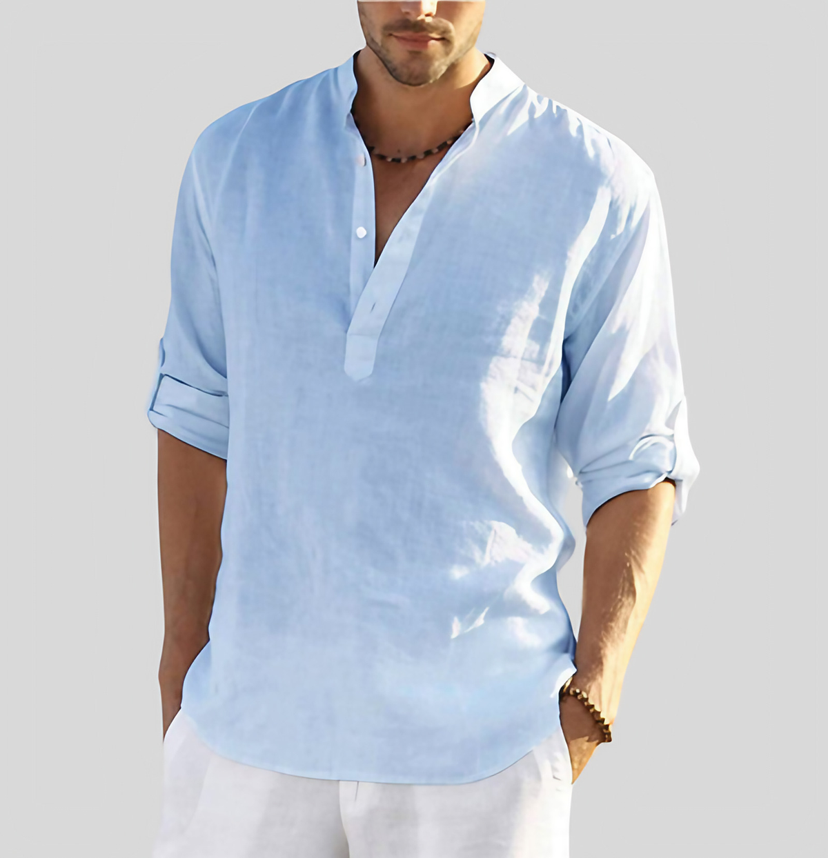 Chemise homme à manches longues légère, sept coloris, du S au 5XL, bleu