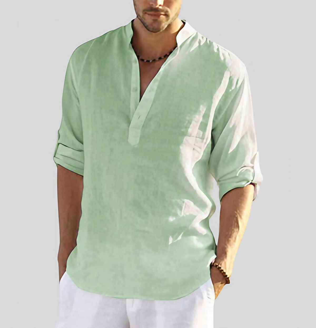Chemise homme à manches longues légère, sept coloris, du S au 5XL, vert