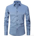 Chemise homme en tissu extensible, quatre coloris, du S au 3XL, bleu