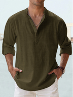 Chemise homme à manches longues, treize coloris, du S au 4XL, vert armée
