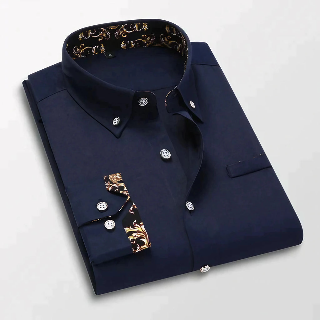 Chemise homme à manches longues, coupe ajustée, six coloris