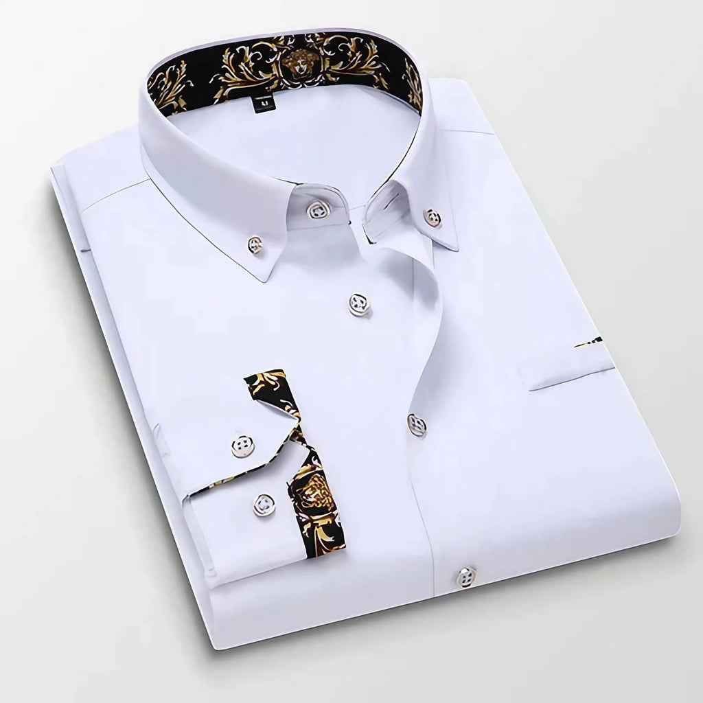 Chemise homme à manches longues, coupe ajustée, six coloris, blanc
