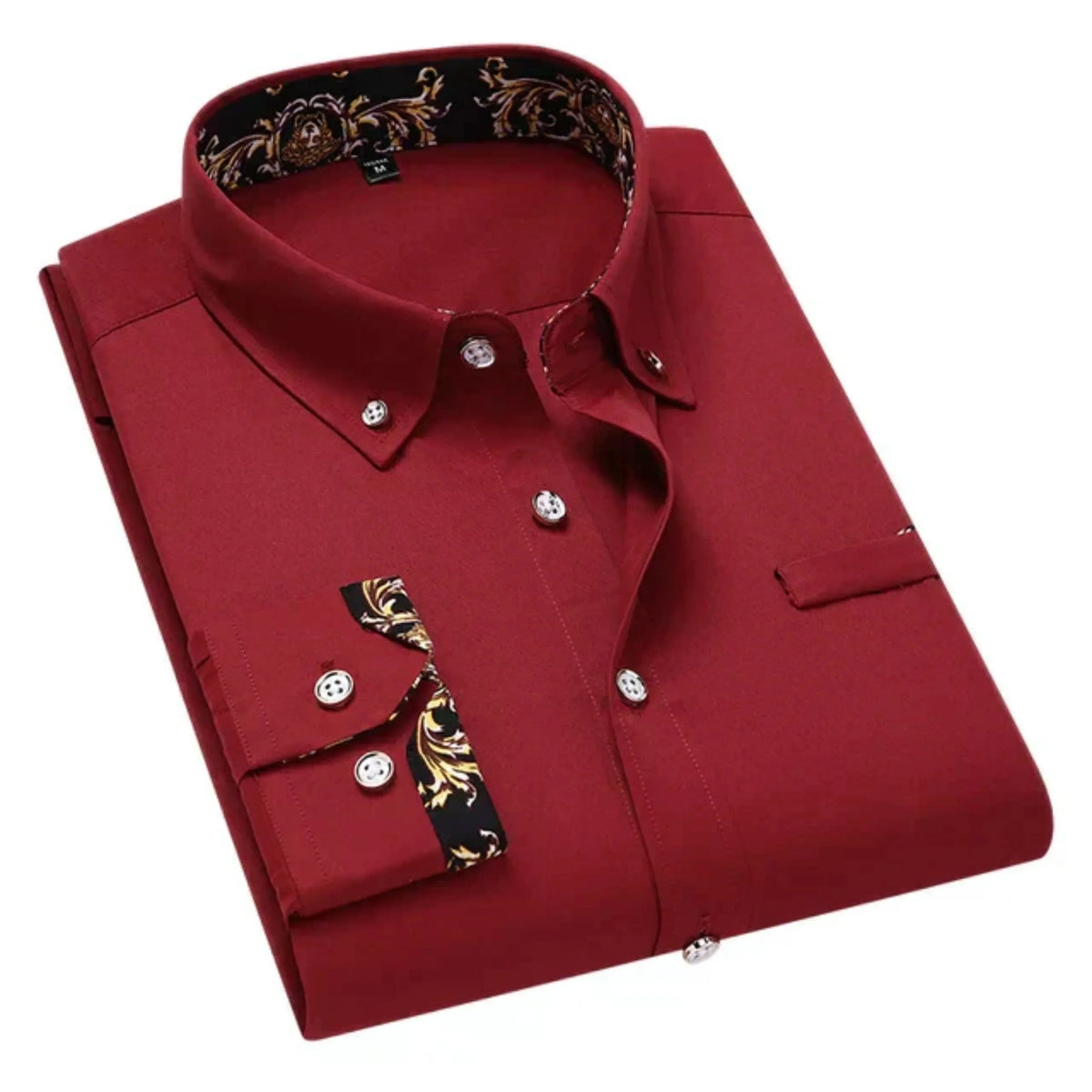 Chemise homme à manches longues, coupe ajustée, six coloris, rouge