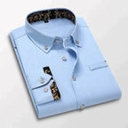 Chemise homme à manches longues, coupe ajustée, six coloris, bleu ciel