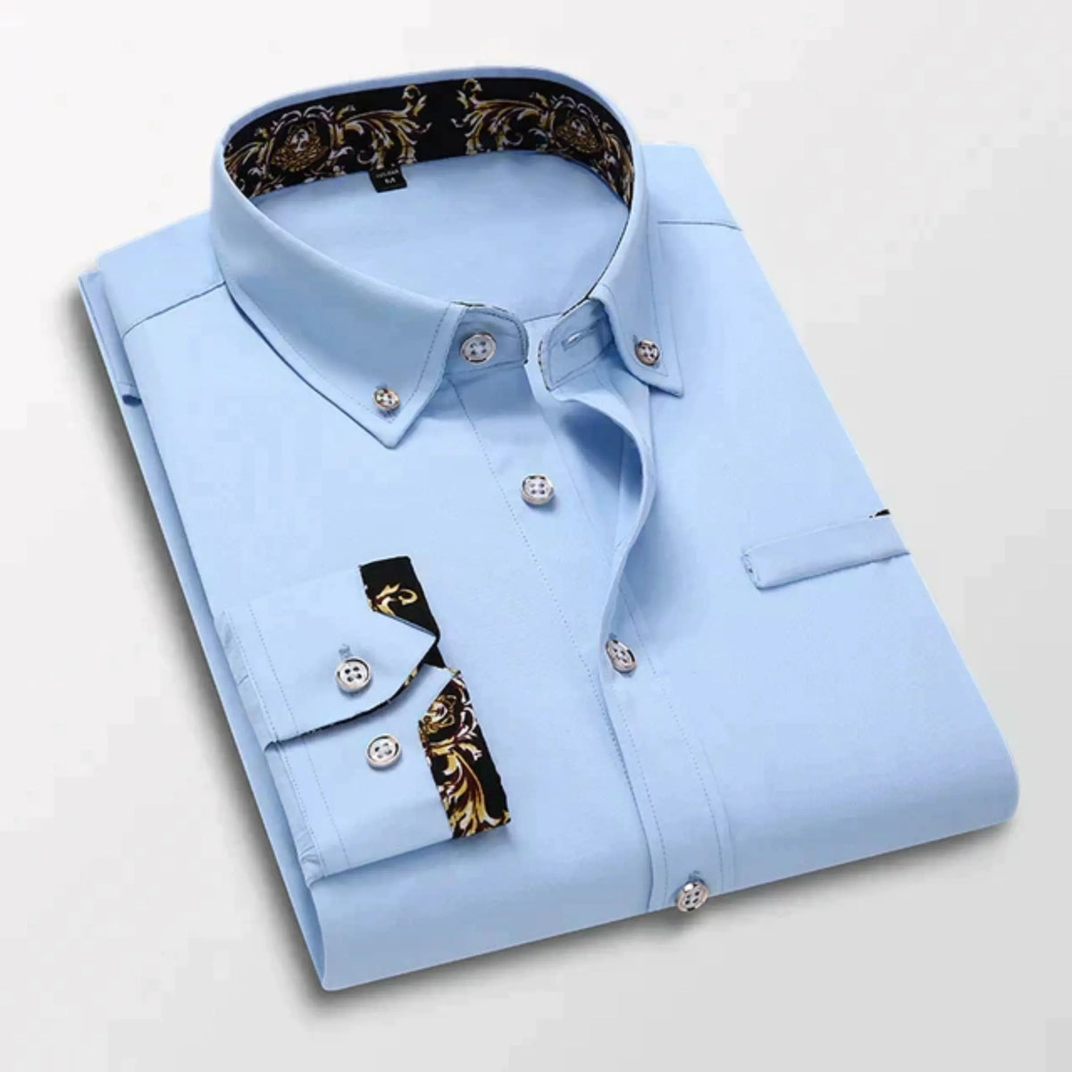 Chemise homme à manches longues, coupe ajustée, six coloris, bleu ciel