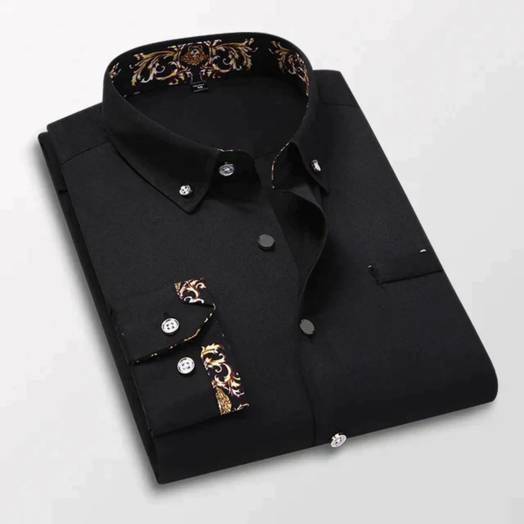 Chemise homme à manches longues, coupe ajustée, six coloris, noir