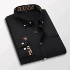Chemise homme à manches longues, coupe ajustée, six coloris, noir