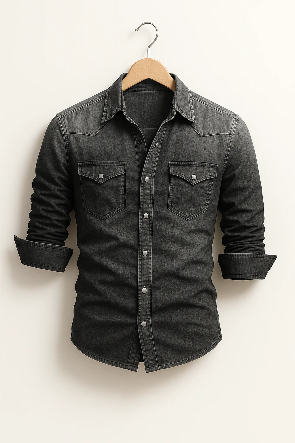 Chemise homme coupe slim à manches longues, col classique
