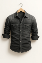 Chemise homme coupe slim à manches longues, col classique