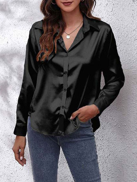 Chemise femme à manches longues boutonnée, treize coloris