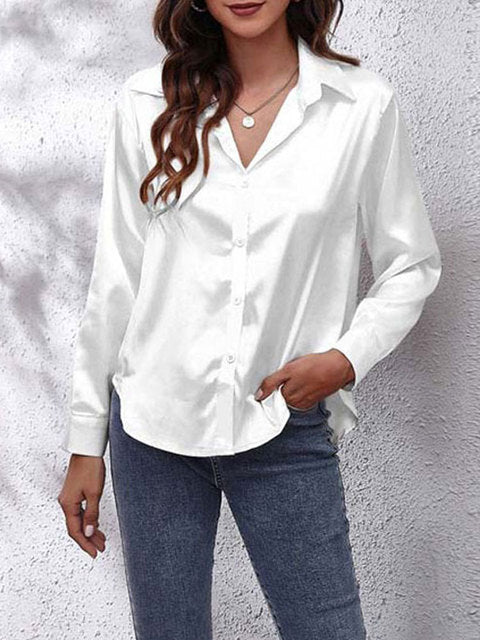 Chemise femme à manches longues boutonnée, treize coloris