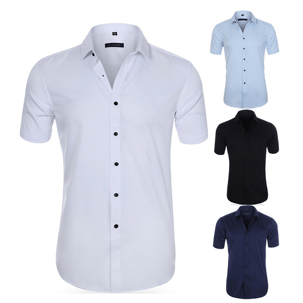 Chemise homme infroissable et extensible, dix coloris, du S au 4XL, blanc