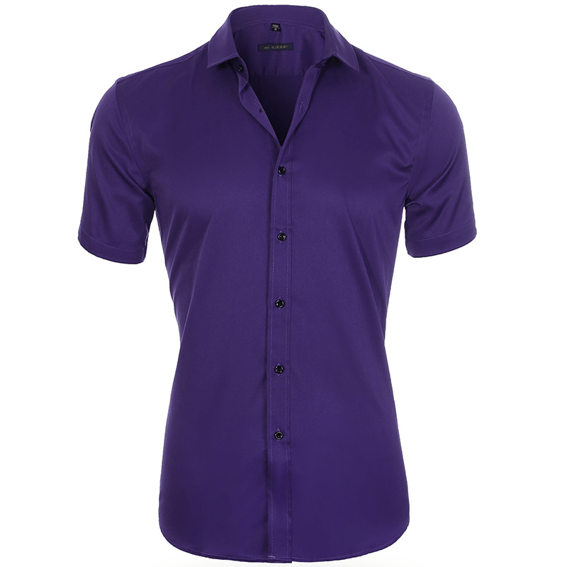 Chemise homme infroissable et extensible, dix coloris, du S au 4XL, violet foncé