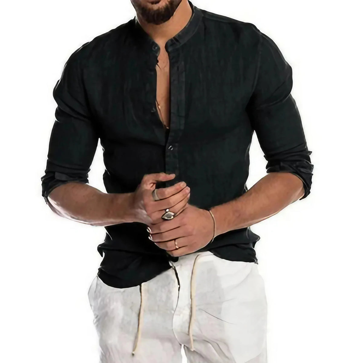 Chemise légère homme pour l'été, cinq coloris, du S au 2XL, noir