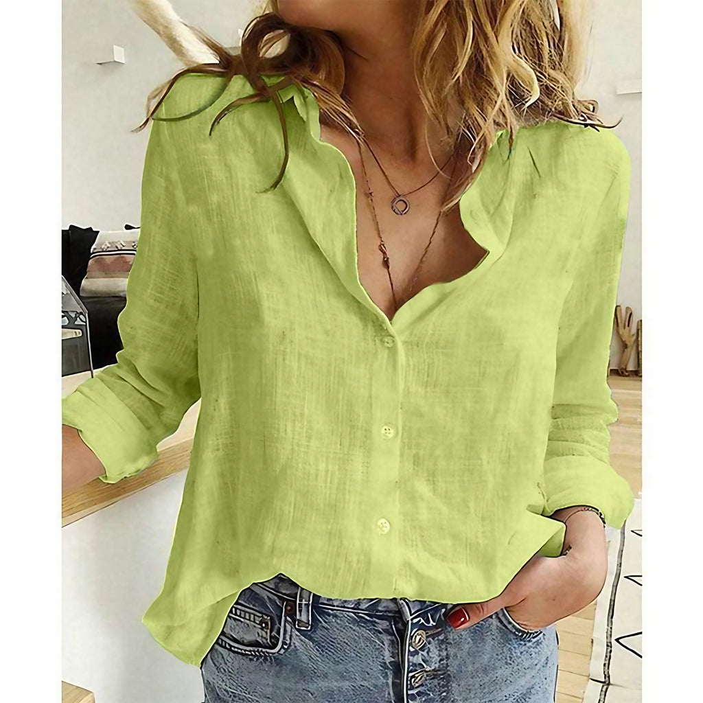Chemise femme à col pointu, coupe ajustée, du XS au 6XL, vert
