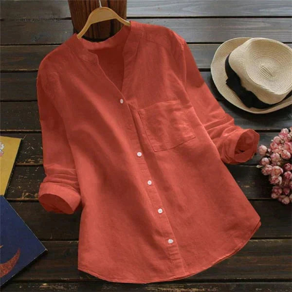 Chemise femme d'été coupe décontractée, huit coloris, du S au 2XL, rouge