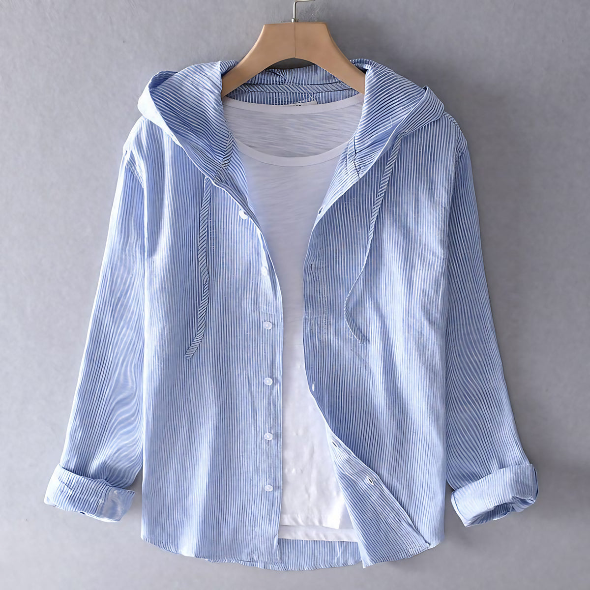Chemise légère homme pour l'été, coupe classique, du S au 3XL, bleu clair