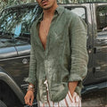 Chemise homme d'été à manches longues, vert ou blanc, du S au 3XL, vert