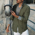 Chemise homme d'été à manches longues, vert ou blanc, du S au 3XL