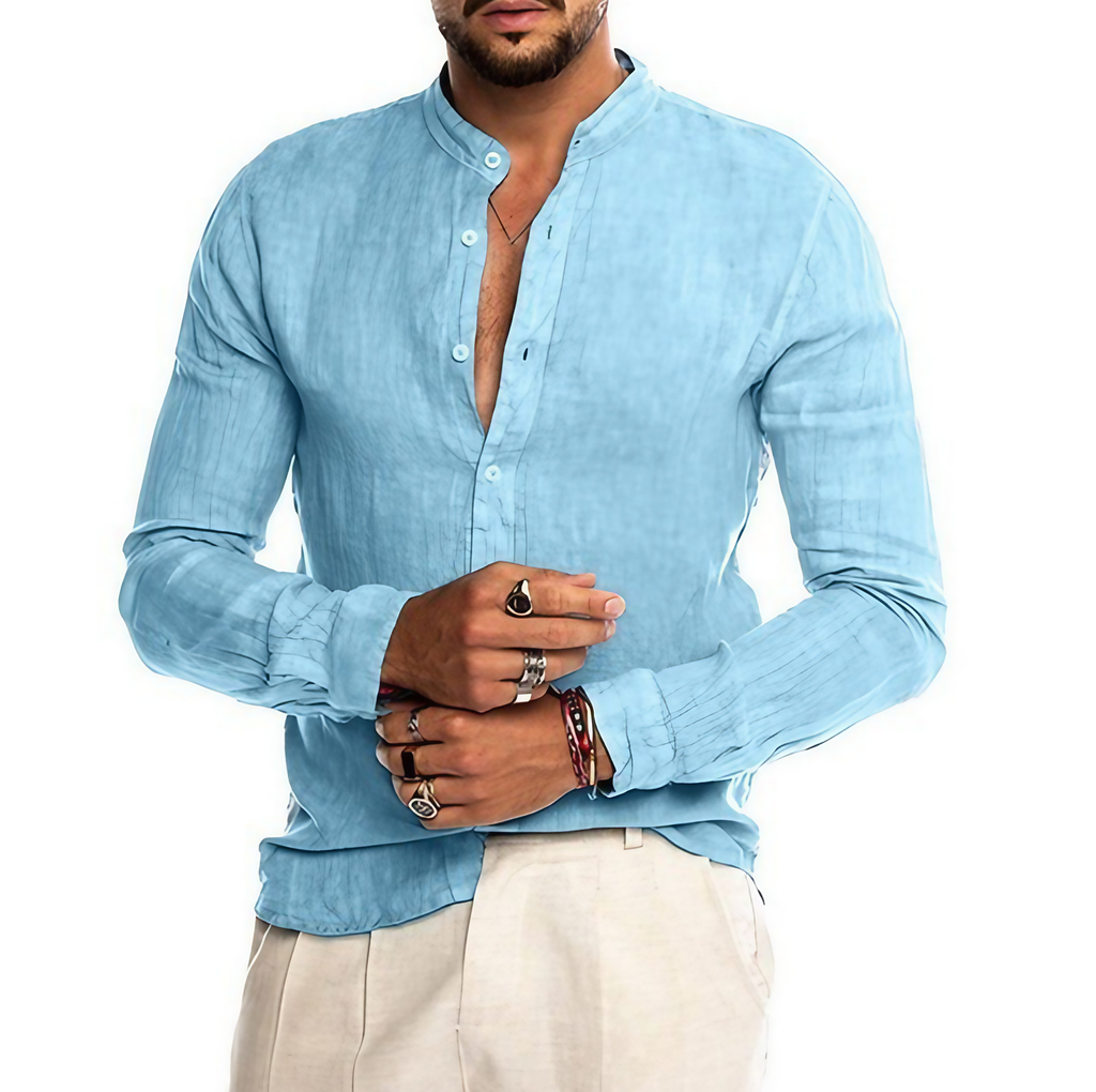 Chemise d'été homme légère, sept coloris, du S au 5XL, bleu clair