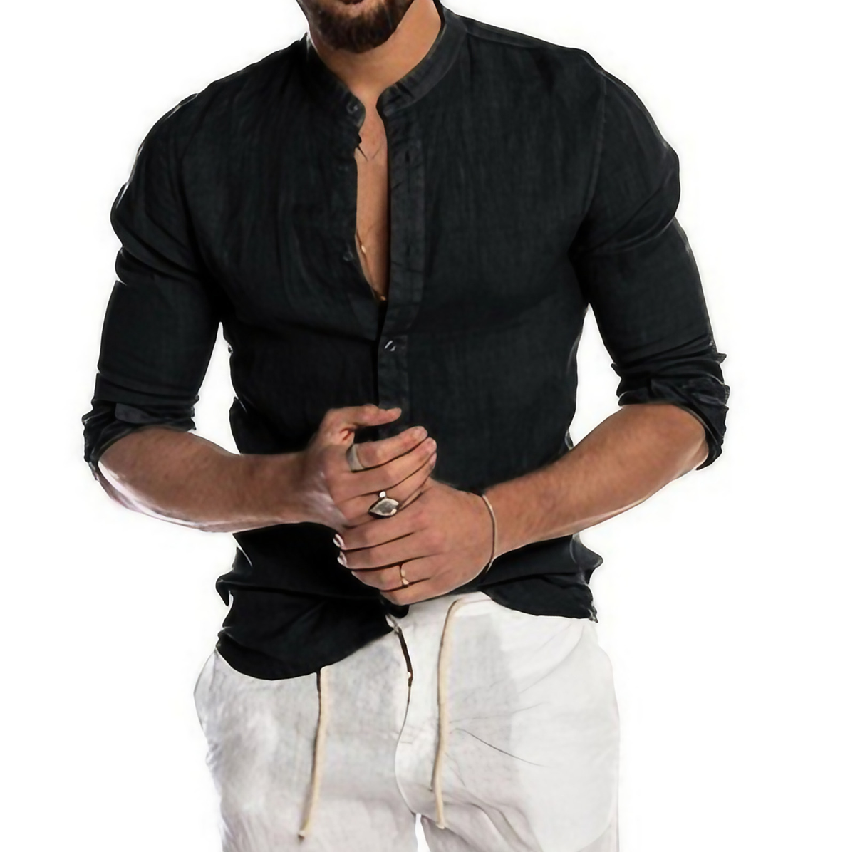 Chemise d'été homme légère, sept coloris, du S au 5XL, noir