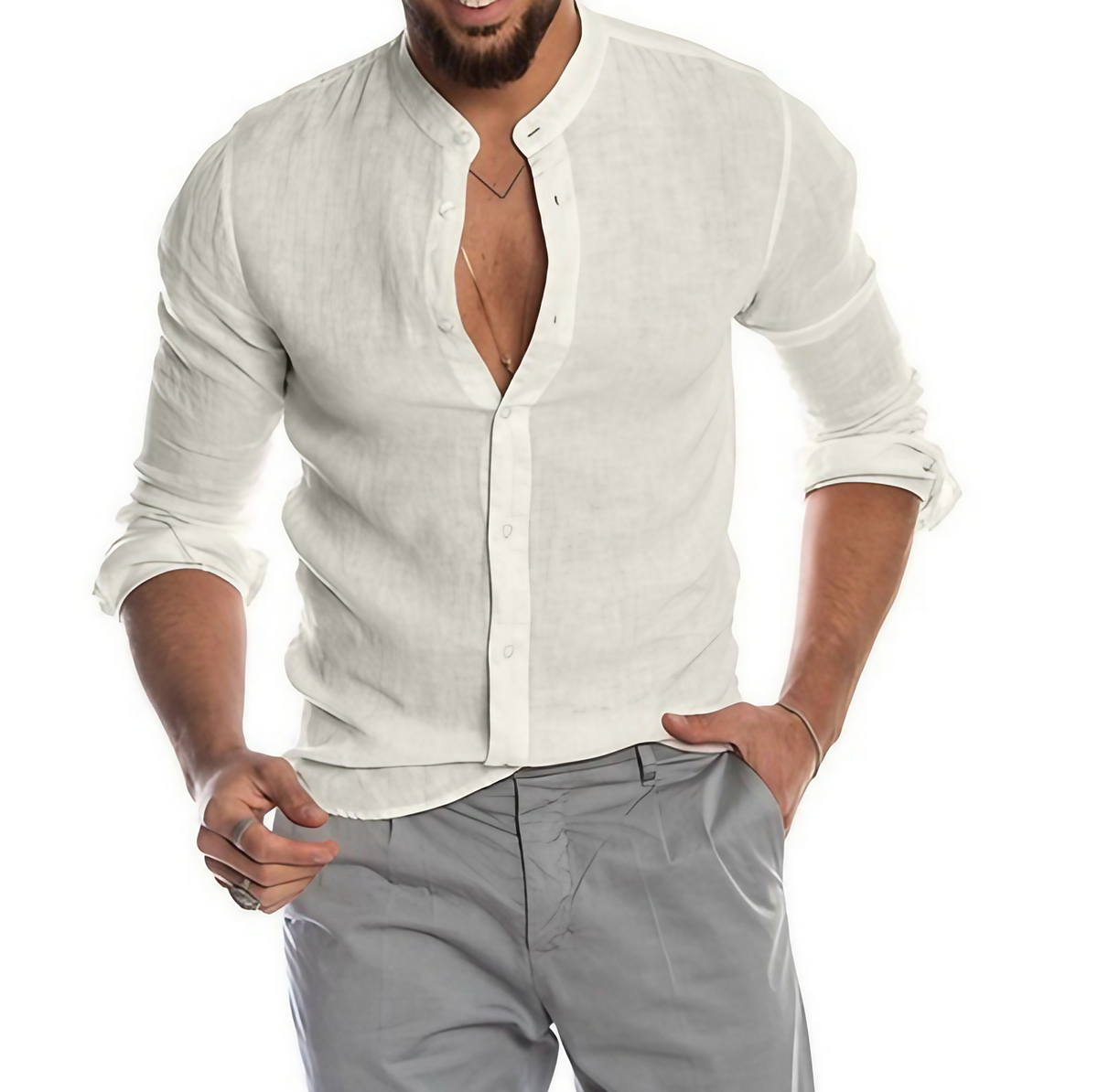 Chemise d'été homme légère, sept coloris, du S au 5XL, blanc
