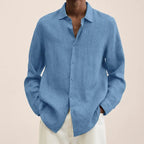 Chemise homme à col structuré, tissu aéré, douze coloris, bleu clair