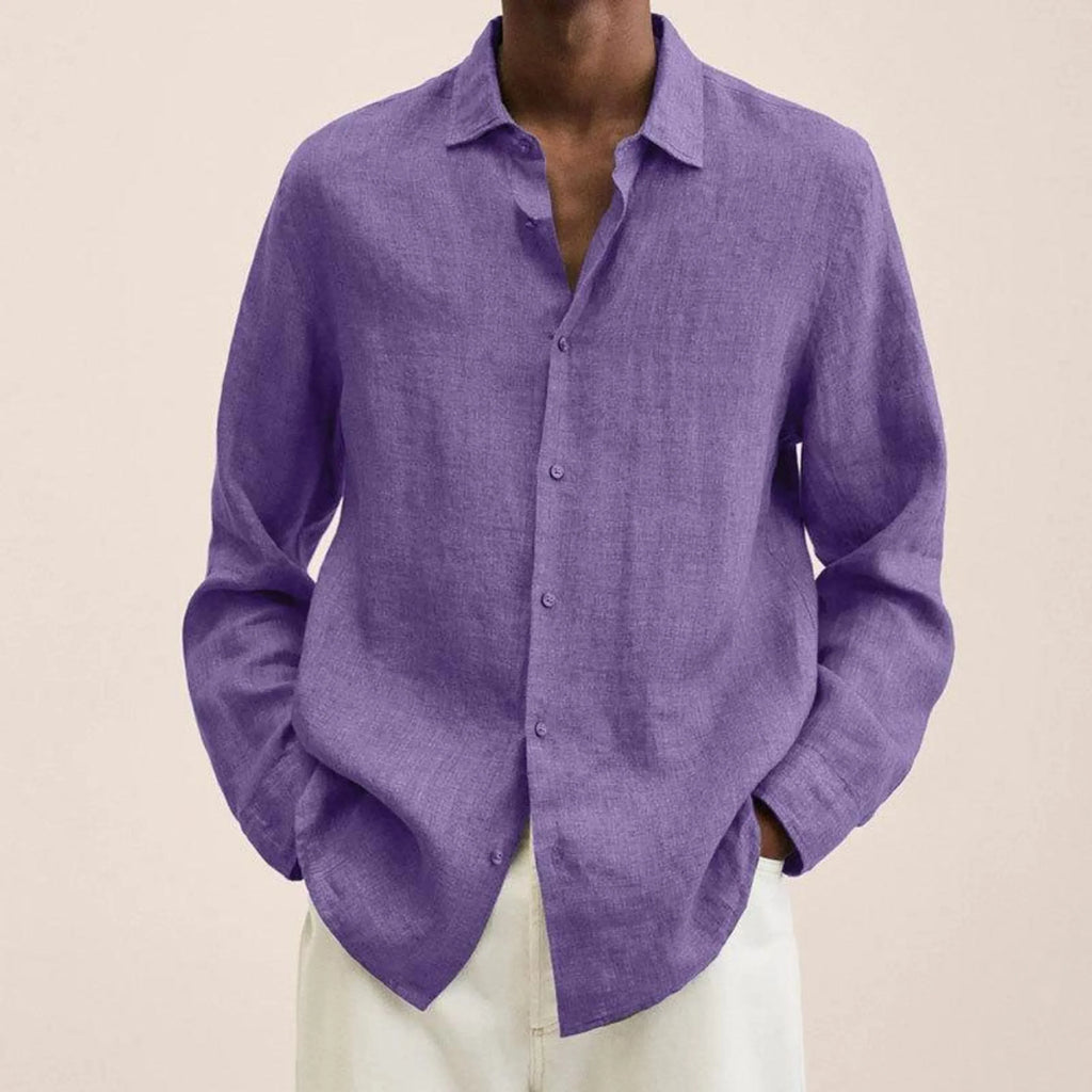 Chemise homme à col structuré, tissu aéré, douze coloris, lilas