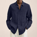 Chemise homme à col structuré, tissu aéré, douze coloris, bleu marine