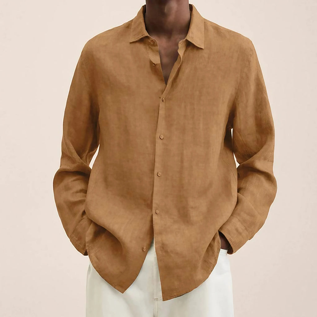 Chemise homme à col structuré, tissu aéré, douze coloris, gingembre