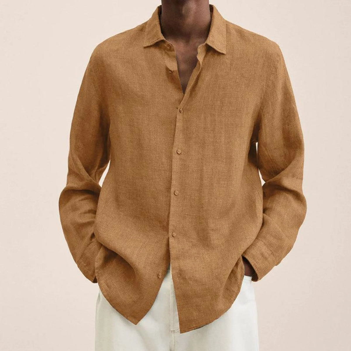 Chemise homme à col structuré, tissu aéré, douze coloris, gingembre