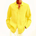Chemise homme à col structuré, tissu aéré, douze coloris, jaune