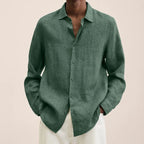 Chemise homme à col structuré, tissu aéré, douze coloris, vert armée