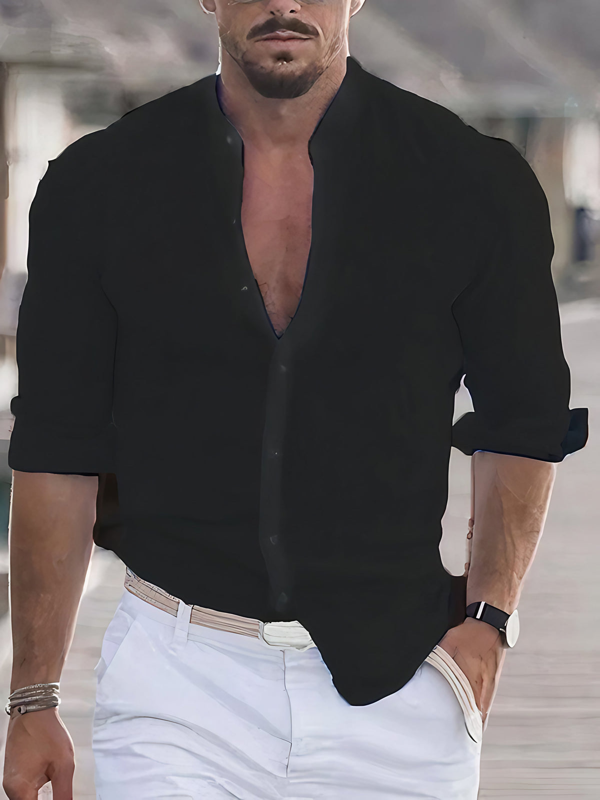 Chemise homme légère pour l'été, quatre coloris, du S au XL, noir