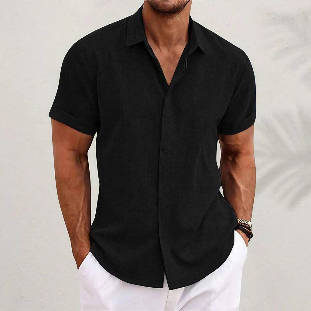 Chemise homme d'été à coupe décontractée, sept coloris, noir