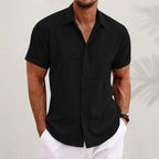 Chemise homme d'été à coupe décontractée, sept coloris, noir