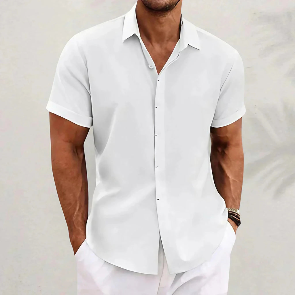 Chemise homme d'été à coupe décontractée, sept coloris, blanc