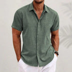 Chemise homme d'été à coupe décontractée, sept coloris, vert foncé