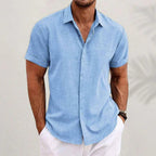 Chemise homme d'été à coupe décontractée, sept coloris, bleu clair