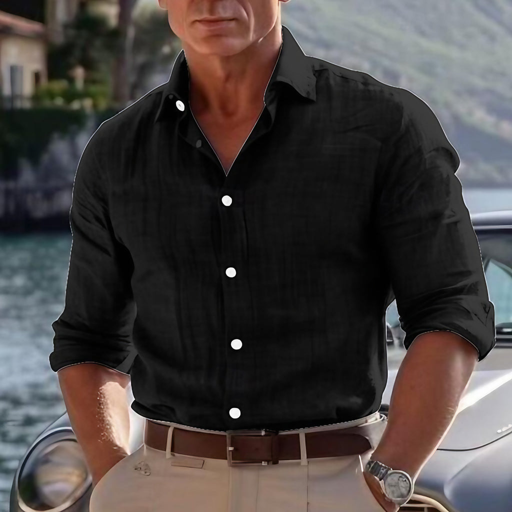 Chemise d'été homme légère, cinq coloris, du S au 3XL, noir