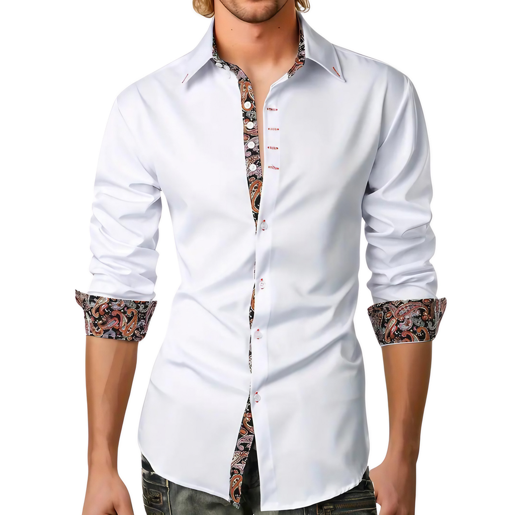 Chemise homme à col classique, manches longues, quatre coloris