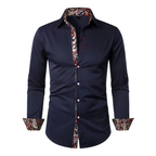 Chemise homme à col classique, manches longues, quatre coloris, bleu foncé