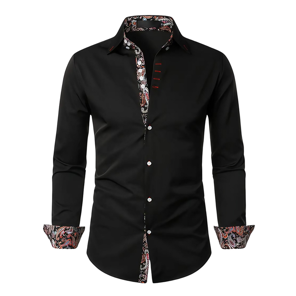 Chemise homme à col classique, manches longues, quatre coloris, noir