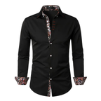 Chemise homme à col classique, manches longues, quatre coloris, noir