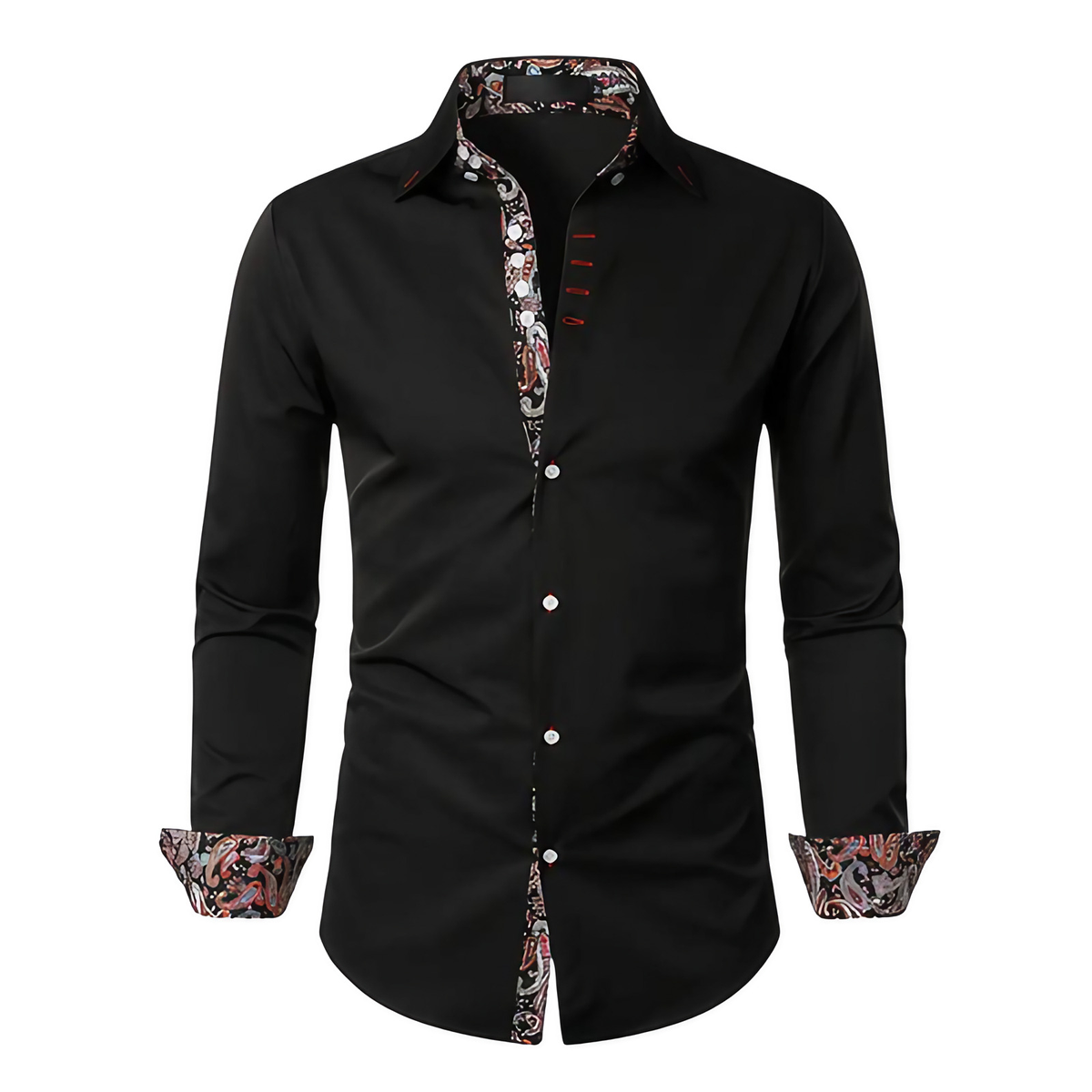 Chemise homme à col classique, manches longues, quatre coloris, noir